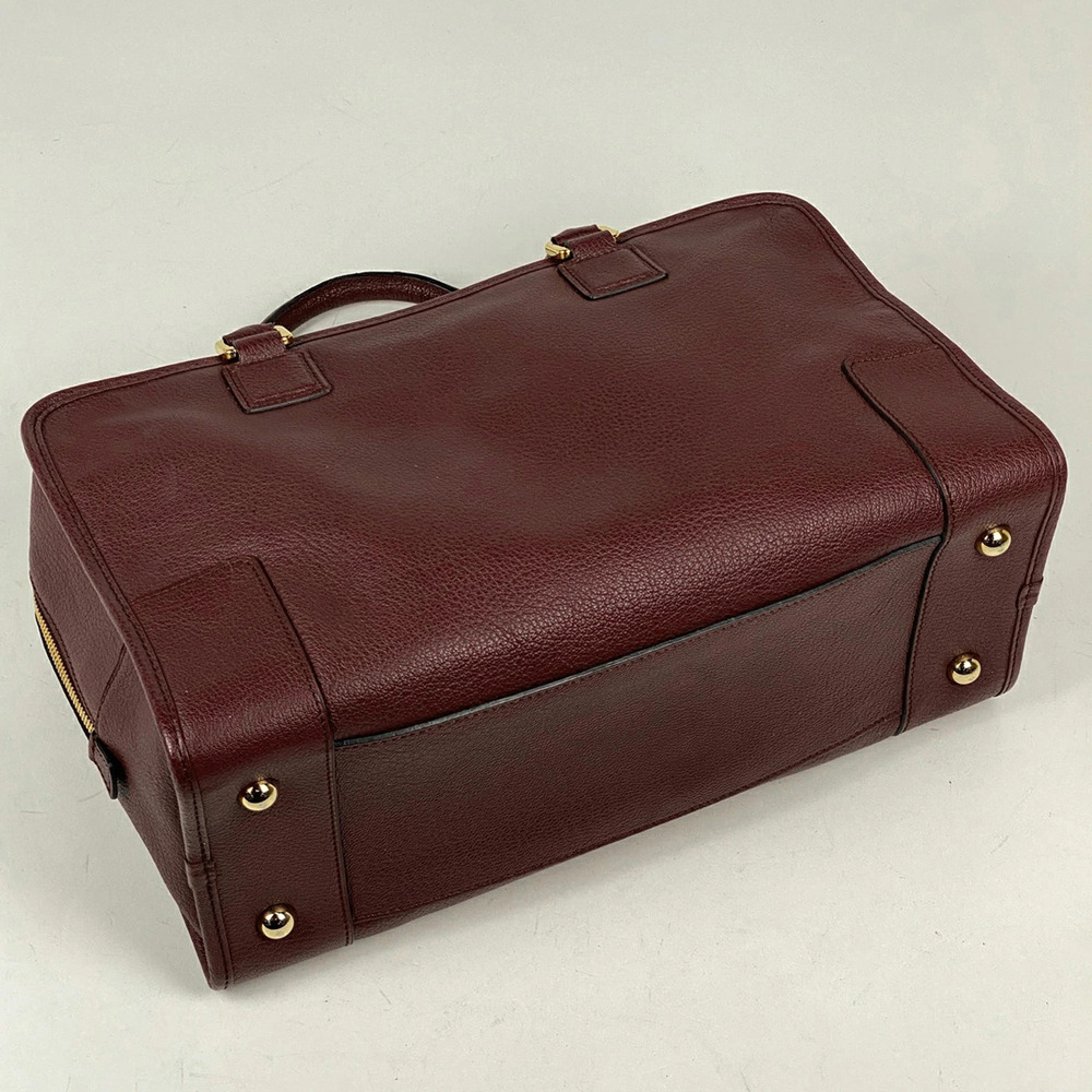 Loewe Anagram Amazona Red Logo Handbag Leather Bordeaux - Picture 1 of 7